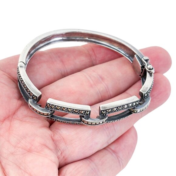 Vintage Judith Jack Sterling Silver 925 Marcasite Bracelet 6.5" - Picture 1 of 11
